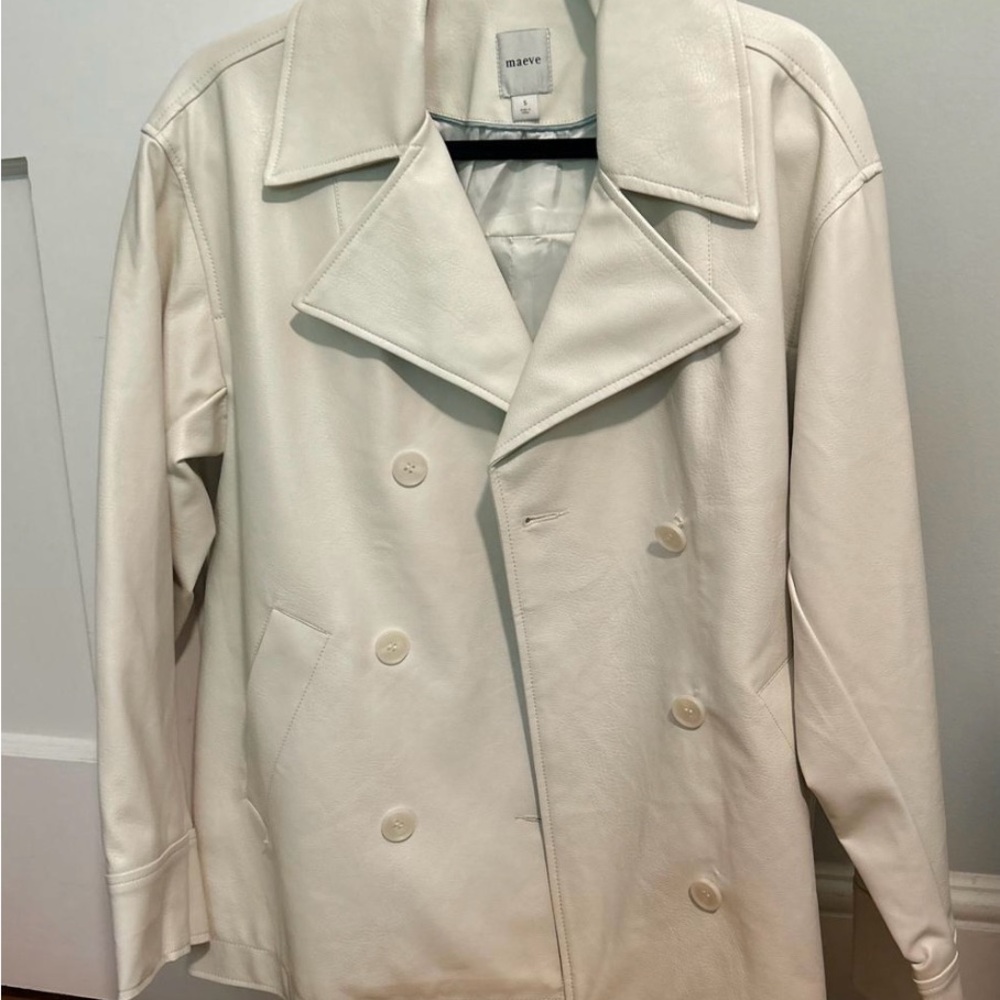Maeve Cream Double-Breasted Pea Coat